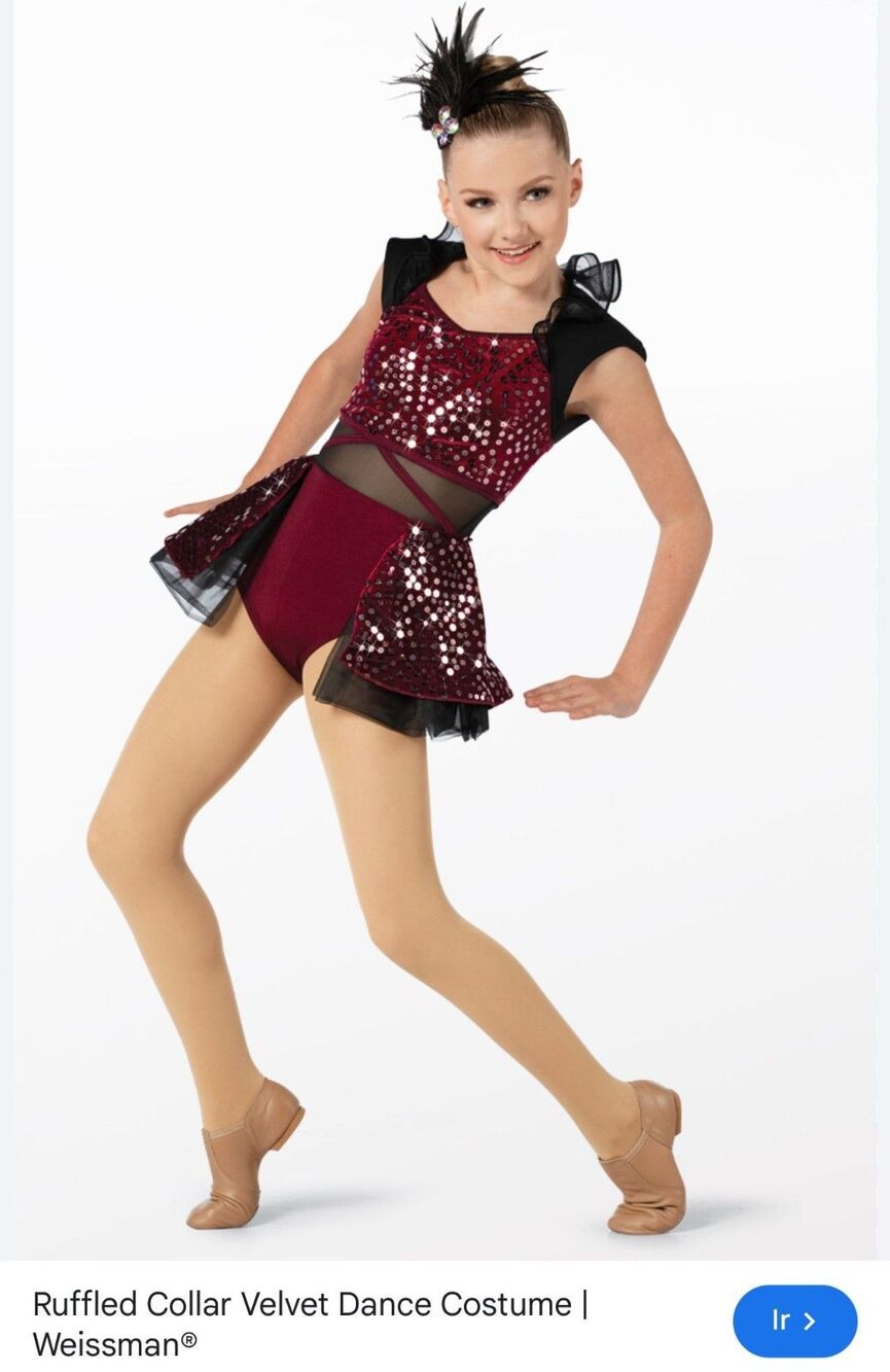 Weissman IC Dance Costume Burgundy Sequin Velvet Leotard Tutu Child Medium